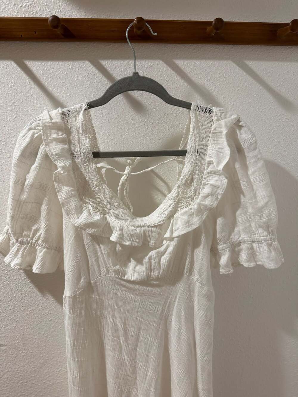 Free People Midi Maxi Dress Size XL White Ruffle Cottagecore - Picture 2 of 12